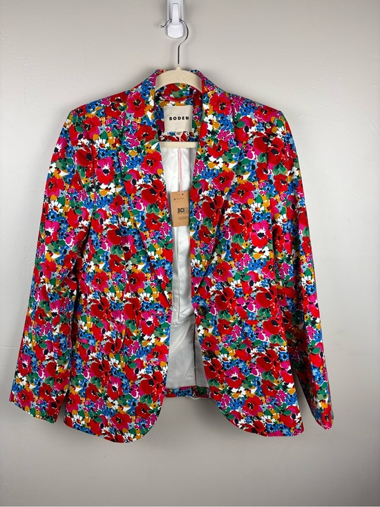 Boden Jackets & Blazers - NWT Boden Marylebone Cotton Sateen Blazer Floral Wild Poppy 8R US